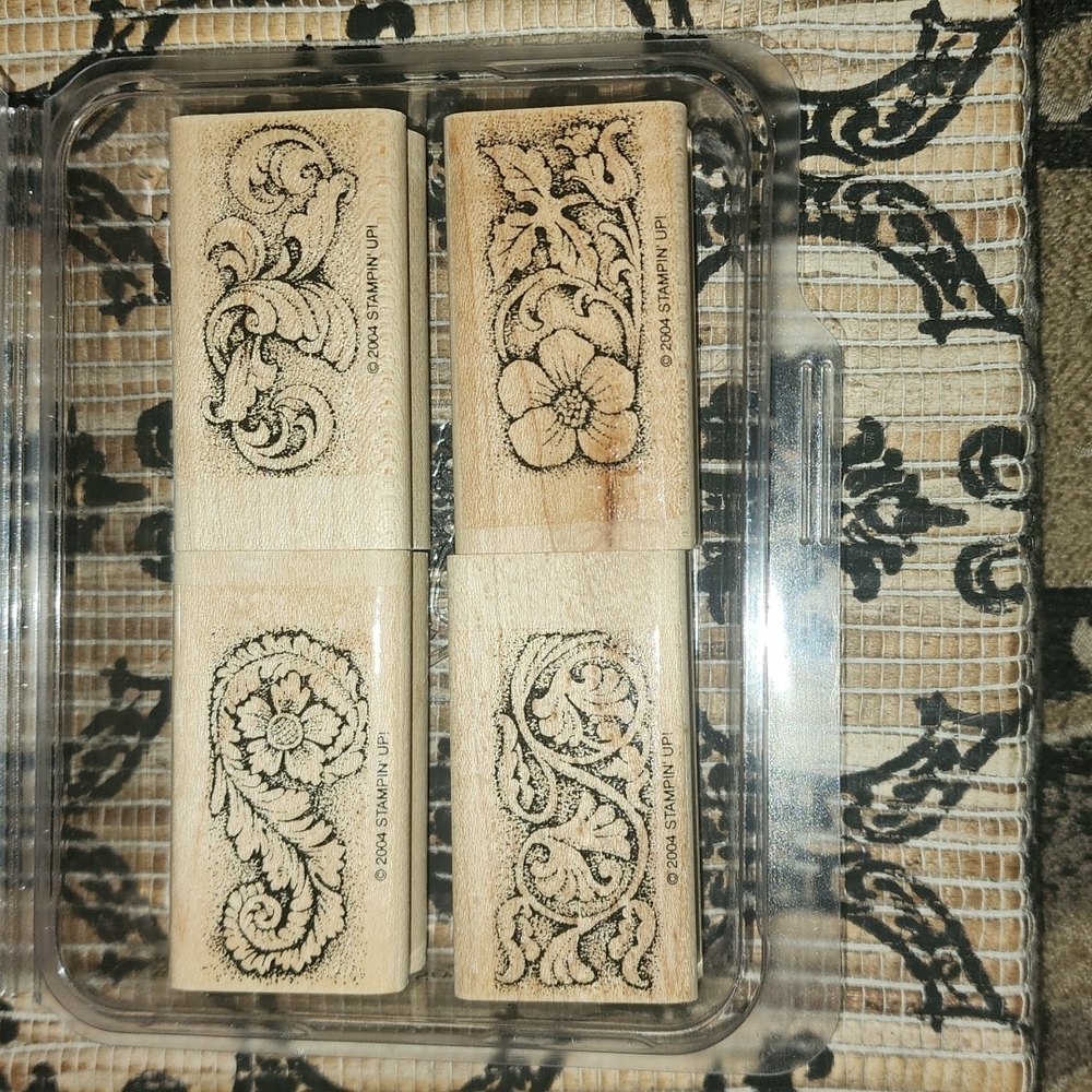 STAMPIN UP Sculpted Style Wood Mounted Stamps NEW